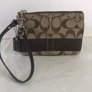 Coach Brown Signature Wristlet